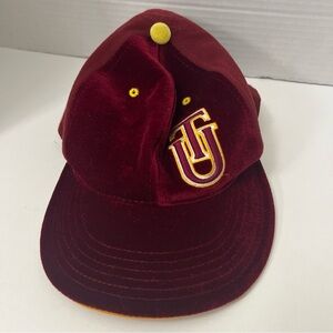 Vintage Tuskegee Golden Tigers Hat Cap NCAA Collegiate Maroon Velvet Fit Korea